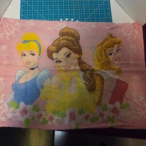 Vintage Disney Princess Pillow Case Bedding Kids Snow White Cinderella 28x17.5in